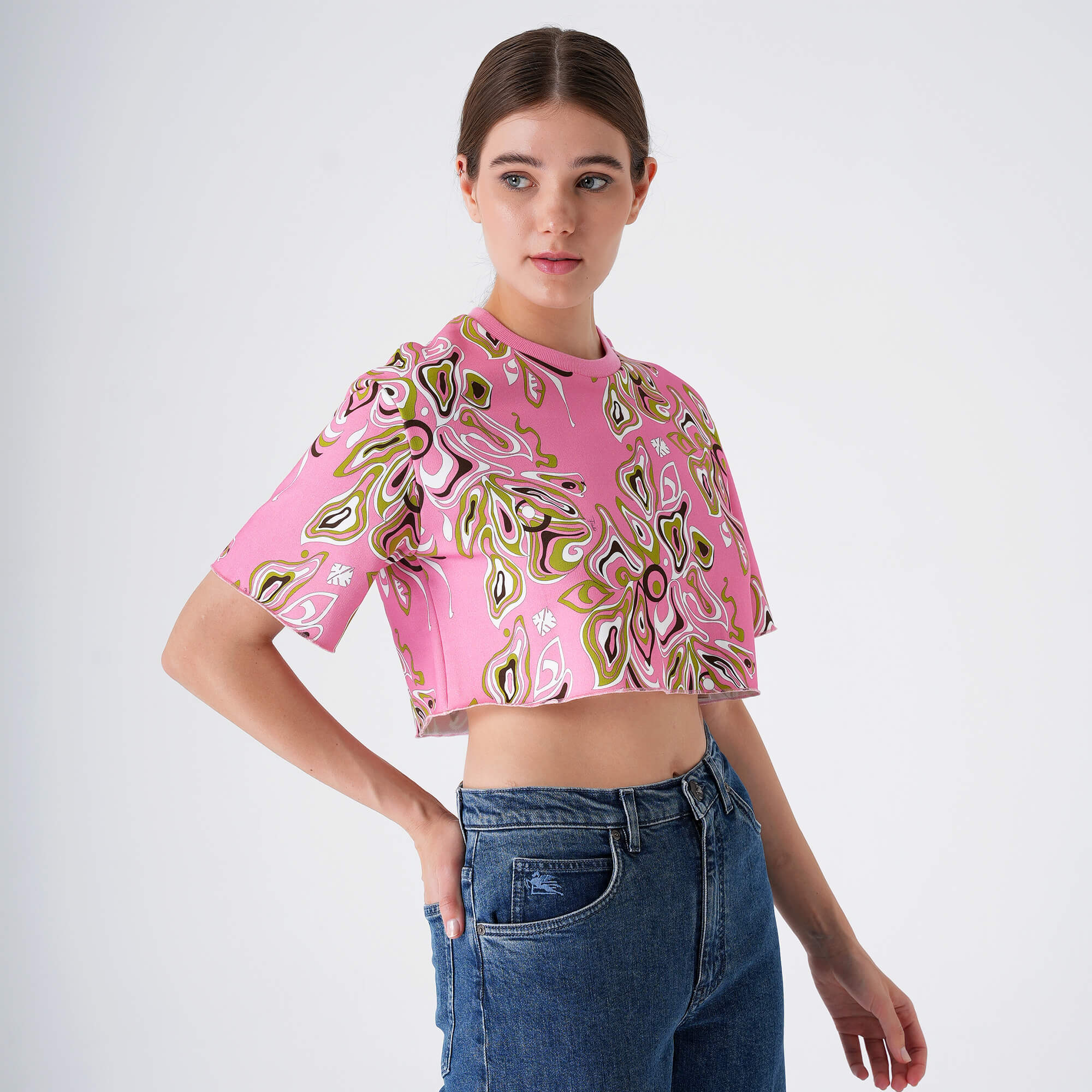 Emilio Pucci -Pink Paisley Crop T-shirt